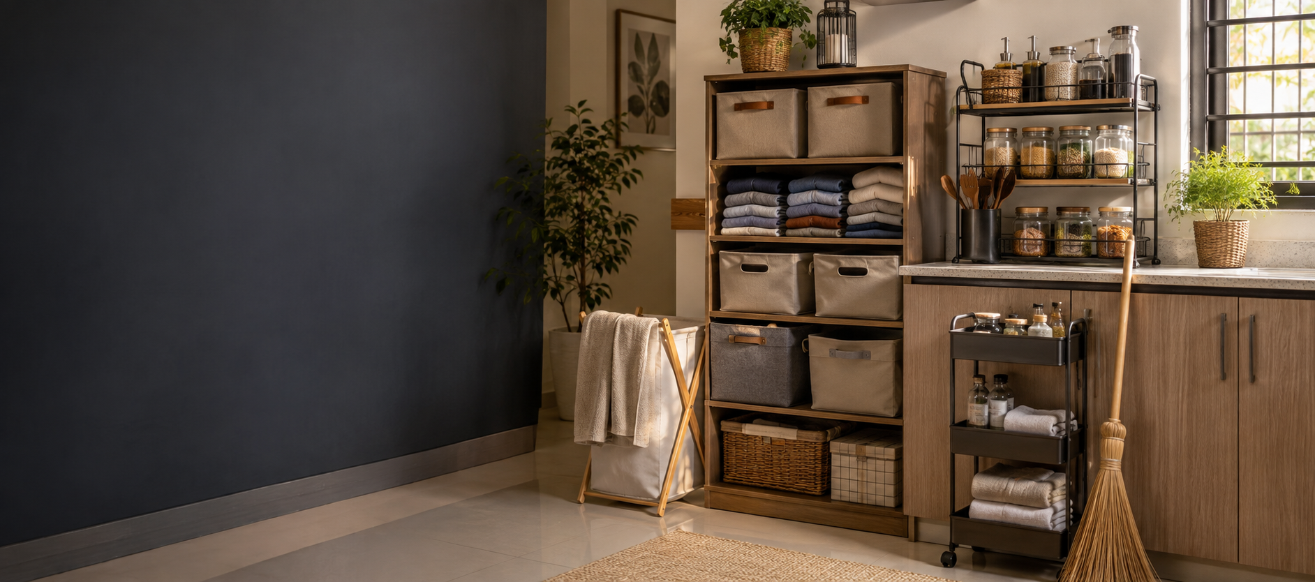 Organized modern home with practical everyday storage solutions