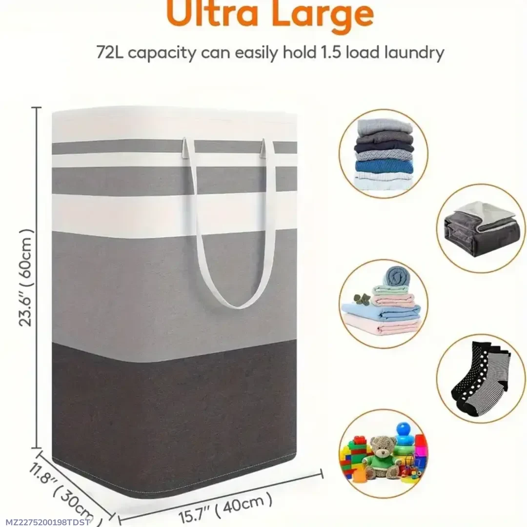 Ultra Large 72L Cloth Laundry Basket – Foldable & Lightweight (Multicolor) product image